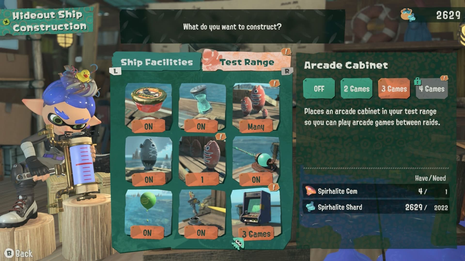 To unlock the fourth arcade game, you must spend 2022 Spirhalite, referencing Splatoon 3's release year.